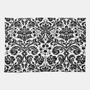 Linge De Cuisine Black and white stylish damask