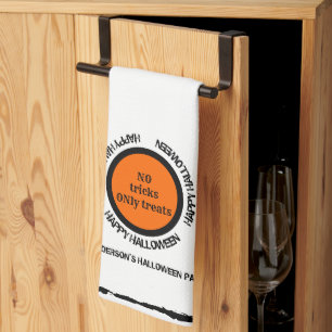 Linge De Cuisine Black Blanc Orange Éffrayant Moderne Joyeux Hallow