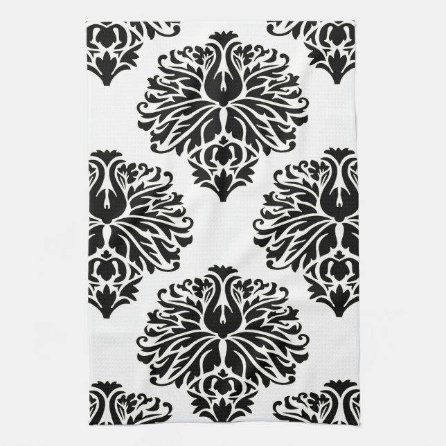 Linge De Cuisine Black Elegant Damask (Vertical)
