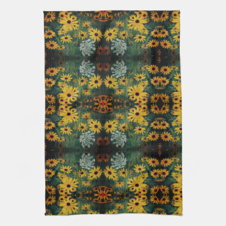 Linge De Cuisine Black Eyed Susan Flowers Abstrait Motif
