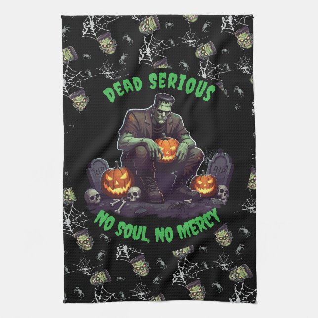 Linge De Cuisine 🖤 Black Frankenstein 💀 🚪 (Vertical)