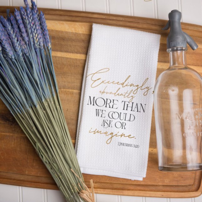 Linge De Cuisine Black Gold Script Ephésiens 3:20 Bible Verse (Créateur téléchargé)