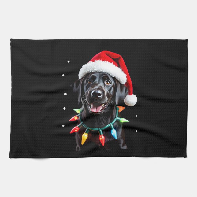 Linge De Cuisine Black Lab Labrador Christmas Tree Light Pajama Dog (Horizontal)