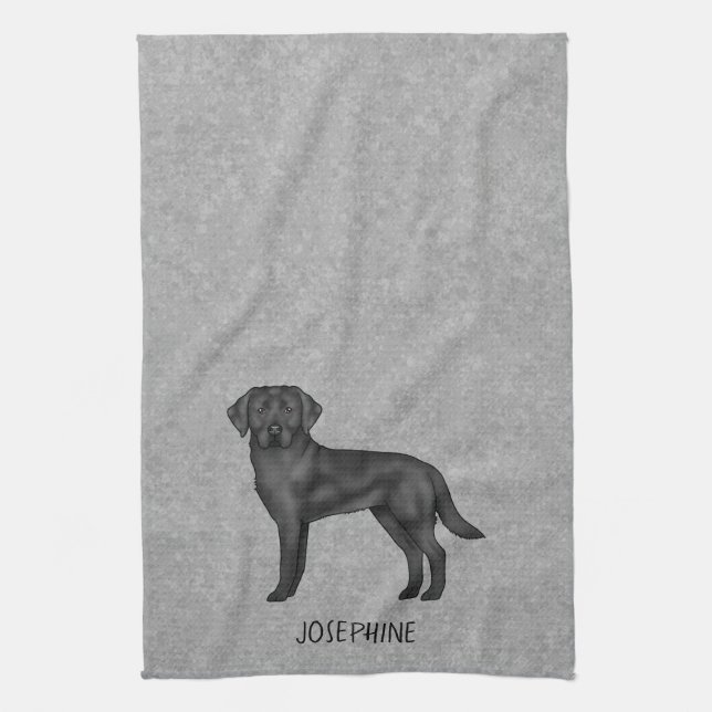 Linge De Cuisine Black Labrador Retriever Dog Et Nom Personnalisé G (Vertical)
