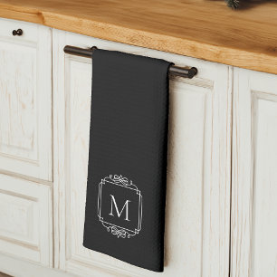 Linge De Cuisine Black   Monogramme de cadre classique