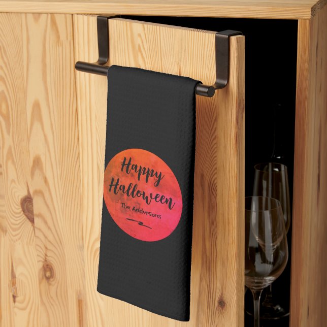 Linge De Cuisine Black Red Orange Pleine lune d'effroi Halloween he (Pliage en tiers)