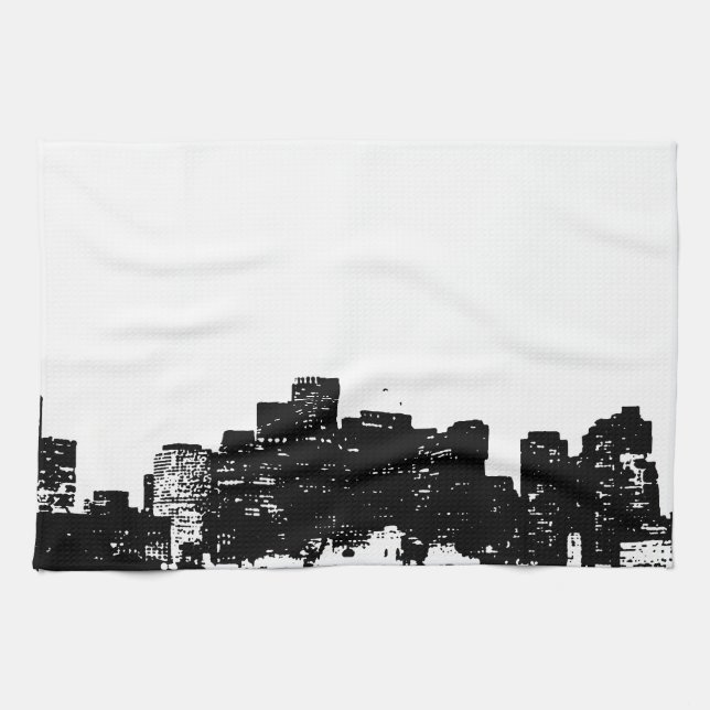 Linge De Cuisine Black White Pop Art New York (Horizontal)