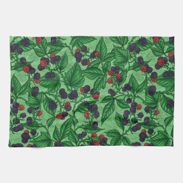 Linge De Cuisine Blackberry en vert (Horizontal)
