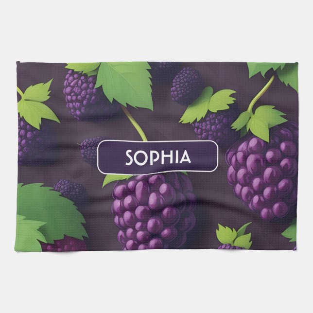 Linge De Cuisine Blackberry Retro Colorful Motif personnalisé (Horizontal)