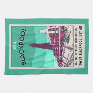 Linge De Cuisine Blackpool Seaside Resort Angleterre Art Vintage