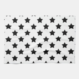 Linge De Cuisine Blanc Black Stars Motif décoratif