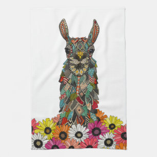Linge De Cuisine blanc d'amour de marguerite de lama