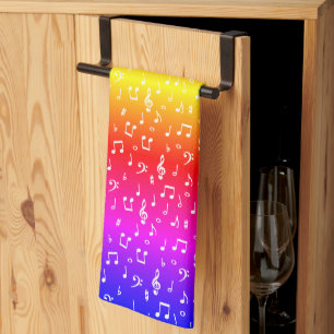 Linge De Cuisine blanc et arc-en-ciel Musical