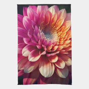 Linge De Cuisine Blanc Orange Jaune Rose Violet Bleu Dahlia Fleur
