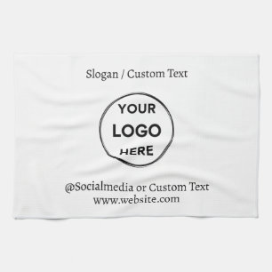 Linge De Cuisine Blanc Personnalisé Logo Texte Moderne Minimaliste