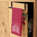 Linge De Cuisine Blanc sur sapin rouge scandinave de Noël<br><div class="desc">Petit sapin de Noël de style scandinave, avec des chevaux de dala rouges, des fleurs et des rennes en forme d'arbre de Noël. L'expression Joyeux Noël est présentée sur l'arbre de Noël et est personnalisable. Modifiez le texte de la page produit ou pour modifier les styles ou les couleurs de...</div>