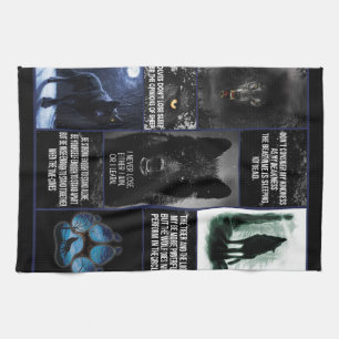 Linge De Cuisine Blanche Loup Noir, Blanche Cadeau Amour Animal