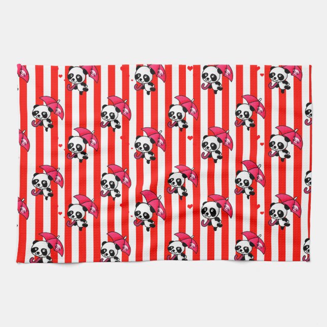 Linge De Cuisine Blancs rouges mignons (Horizontal)