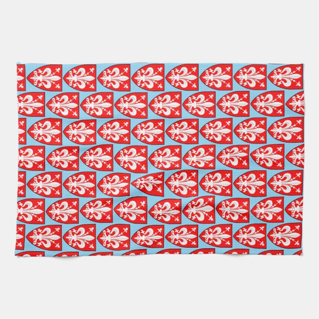 Linge De Cuisine Blason de Florence Lys Florentin rouge (Horizontal)