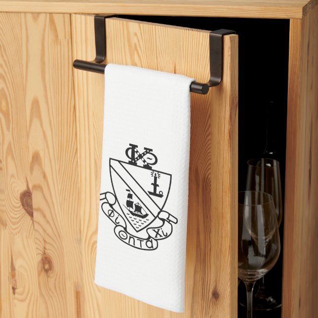 Linge De Cuisine Blason de Phi Chi Theta | N&B (Pliage en tiers)