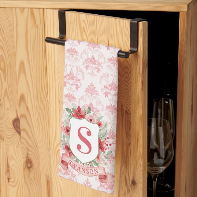 Linge De Cuisine Blason de vacances grandmillennial | Monogramme de (Pliage en tiers)