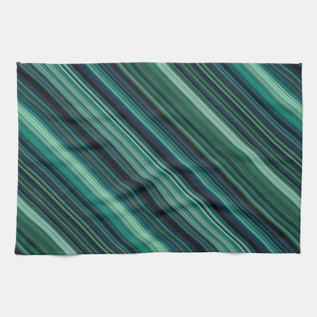 Linge De Cuisine Bleu Aqua et Rayures Sarcelle (Horizontal)