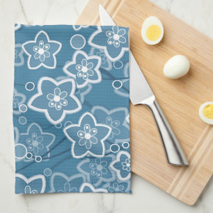 Linge De Cuisine bleu avec blanc, bleu, fleurs, floral, rustique, f