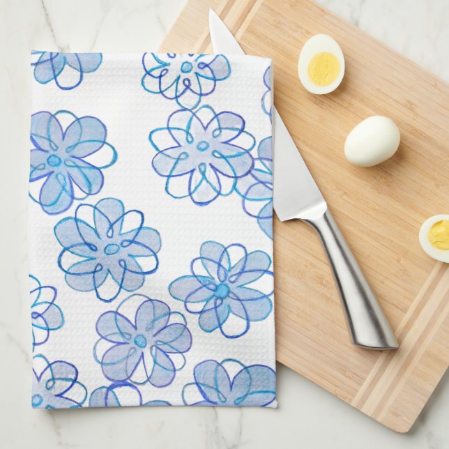 Linge De Cuisine Bleu barbeau (Quart Plié)