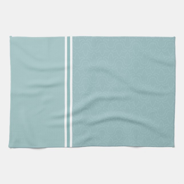 Linge De Cuisine Bleu bébé moderne rayures chic moderne élégant (Horizontal)