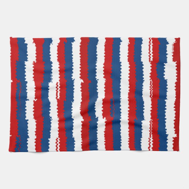 Linge De Cuisine Bleu, blanc et rouge (Horizontal)