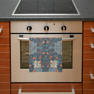 Linge De Cuisine Bleu Campagne Rouille Rustique Maison de Campagne