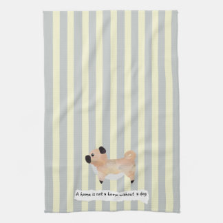 Linge De Cuisine Bleu Carlin et rayé crème
