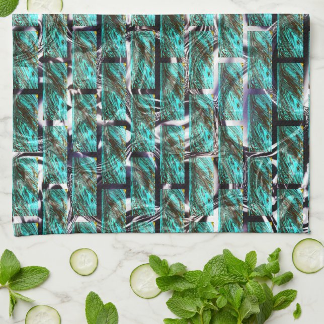 Linge De Cuisine Bleu clair, bulles dans la grille ou l'effet de mu (Plié)