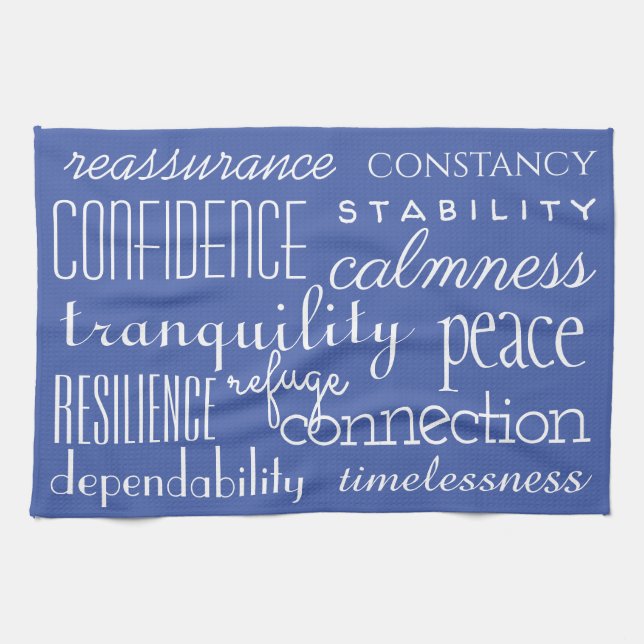 Linge De Cuisine Bleu classique en mots (Horizontal)