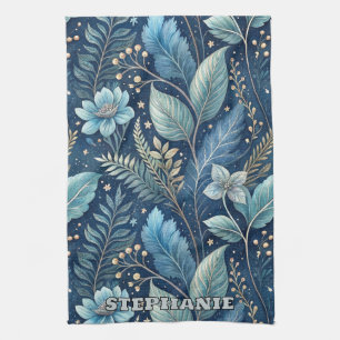 Linge De Cuisine Bleu complexe et vert botanique - bleu foncé étoil
