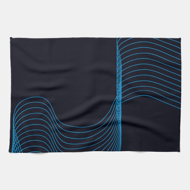 Linge De Cuisine Bleu, cool, moderne, tendance, lignes courbes simp (Horizontal)