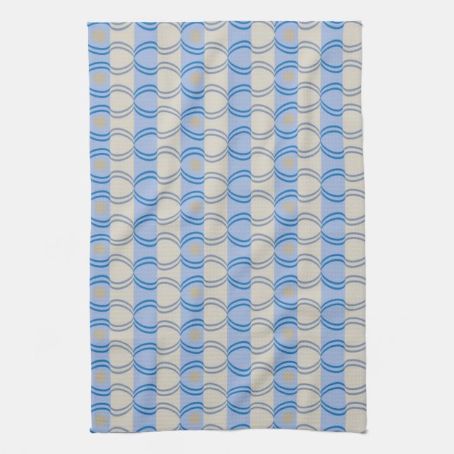 Linge De Cuisine Bleu courant Tan de Candystripe (Vertical)