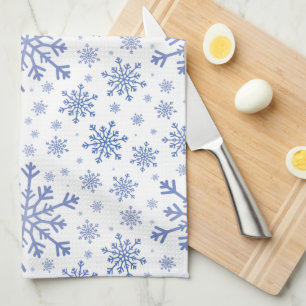 Linge De Cuisine Bleu de la marine Flammes de neige de Noël en hiv
