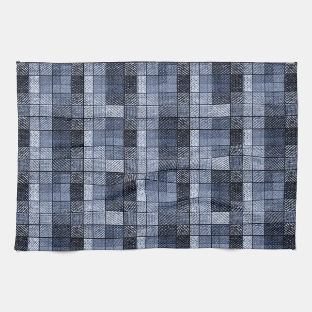 Linge De Cuisine Bleu, denim, tartan, plaid. (Horizontal)