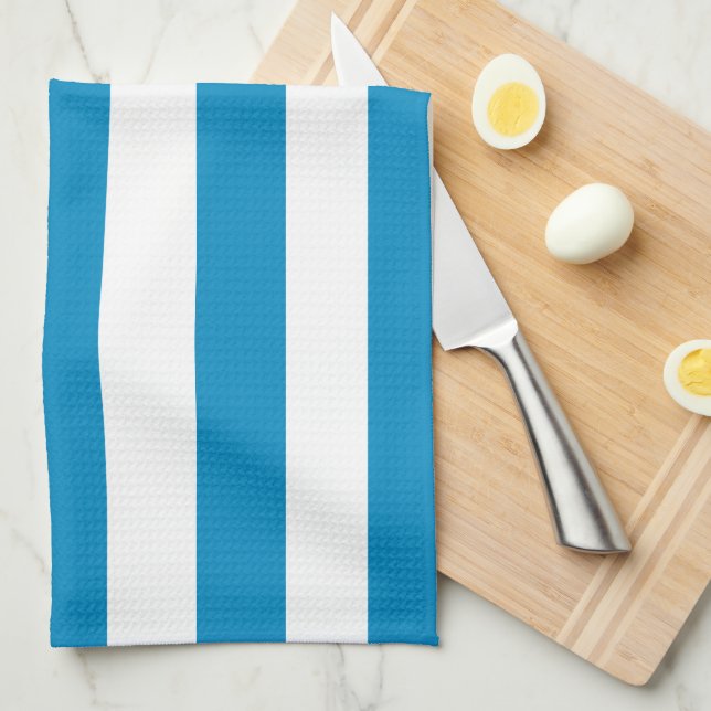 Linge De Cuisine Bleu et blanc sur les transats (Quart Plié)