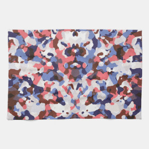 Linge De Cuisine Bleu et motif rouge de camouflage