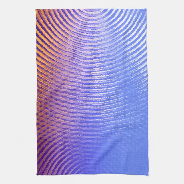 Linge De Cuisine Bleu et orange, ondes sonores motif (Vertical)