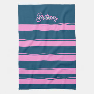Linge De Cuisine Bleu et rose Motif personnalisé