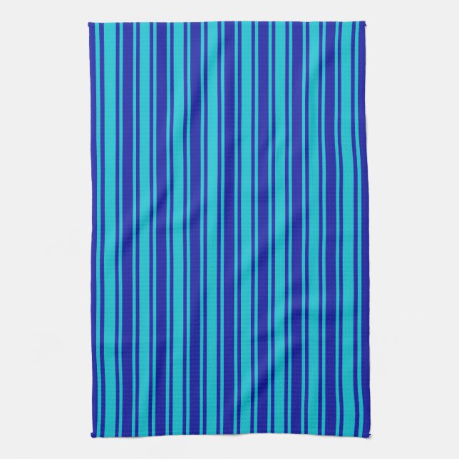 Linge De Cuisine Bleu et turquoise bandes bonbons (Vertical)