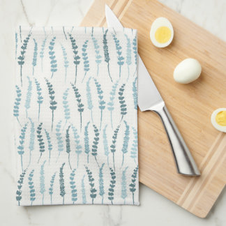 Linge De Cuisine Bleu Fern Print Cottage Decor