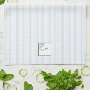 Linge De Cuisine Bleu français Fleur de Lis Script Monogramme