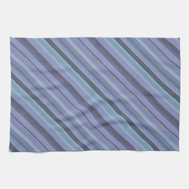 Linge De Cuisine Bleu-gris bandes diagonales (Horizontal)