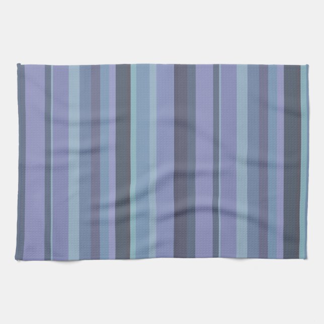 Linge De Cuisine Bleu-gris, bandes horizontales (Horizontal)