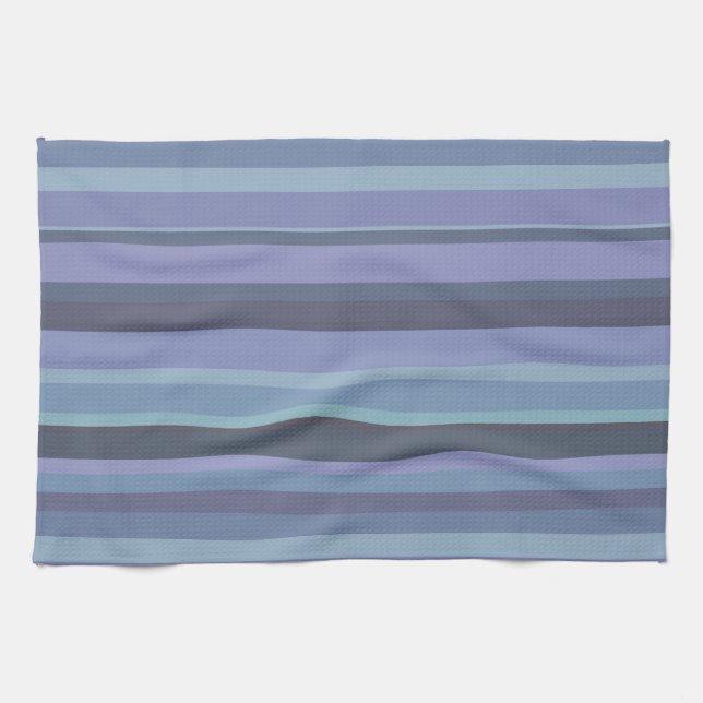 Linge De Cuisine Bleu-gris, bandes horizontales (Horizontal)