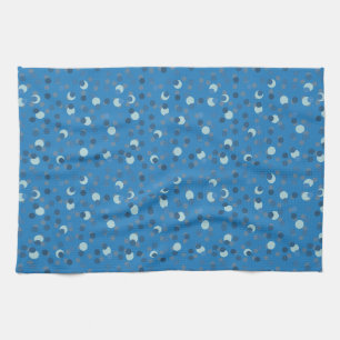 Linge De Cuisine bleu, gris et blanc abstrait à pois
